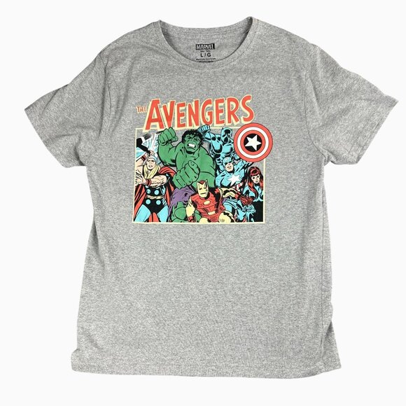 Marvel Avengers Gray Graphic T-Shirt L/G Crew Neck Short Sleeve Youth Unisex - Picture 1 of 8